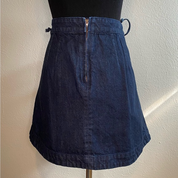 Free People Pleated Denim Mini Skirt Lace Up Size 4 - Picture 4 of 12